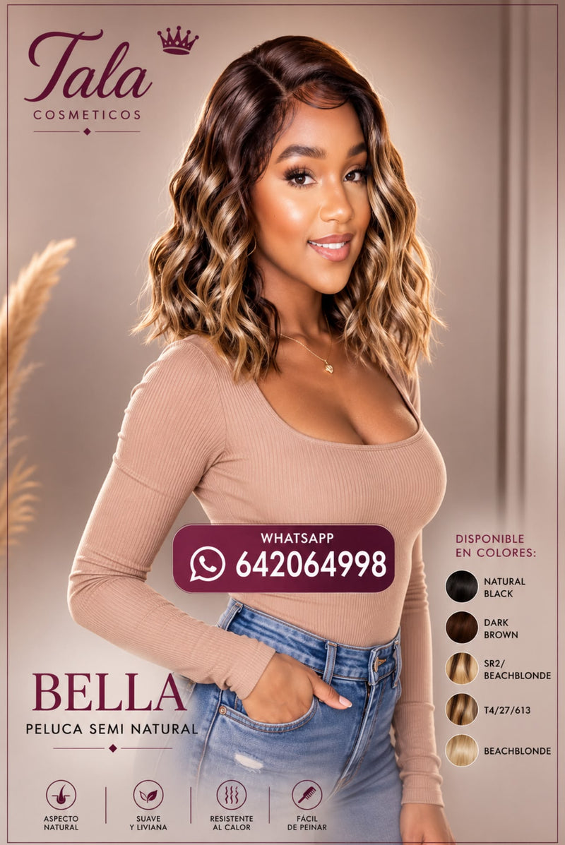 BELLA PELUCA SEMI NATURAL - NATURAL BLACK, DARK BROWN, SR2/BEACHBLONDE, T4/27/613, BEACHBLONDE - Tala Cosmeticos