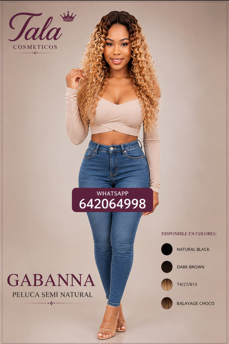 Gabanna Peluca Semi Natural | Color: 1B, Dark Brown, T4/27/613, Balayage Choco