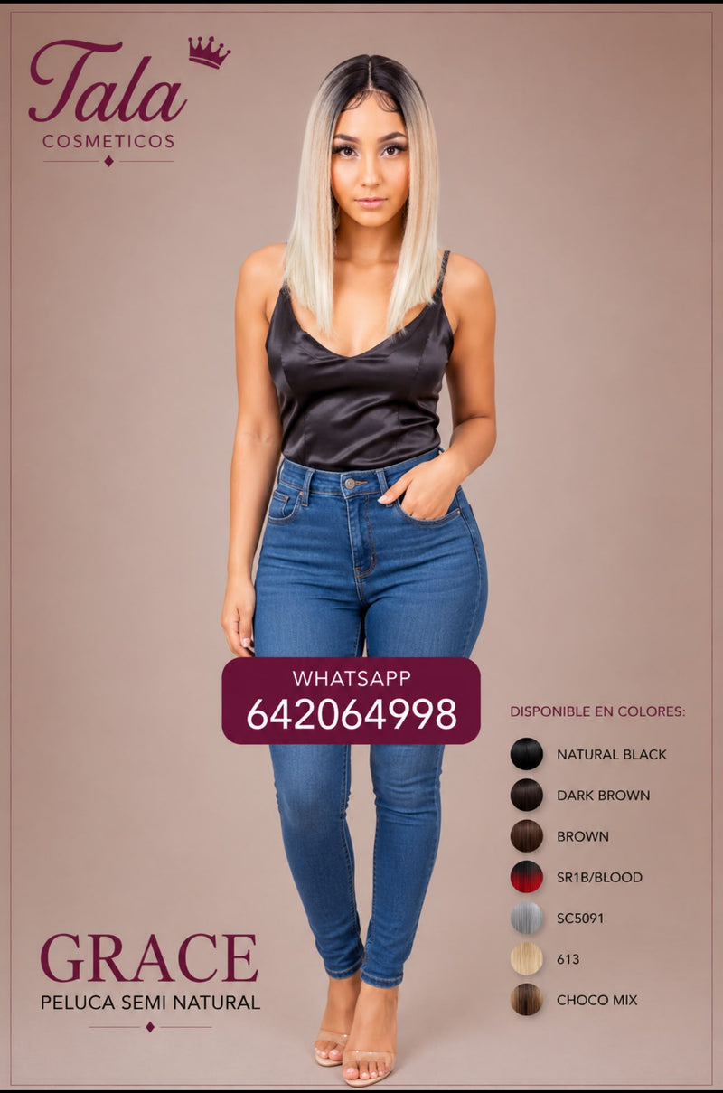 GRACE PELUCA SEMI NATURAL - NATURAL BLACK, DARK BROWN, BROWN, SR1B/BLOOD, SC5091, 613, CHOCO MIX - Tala Cosmeticos