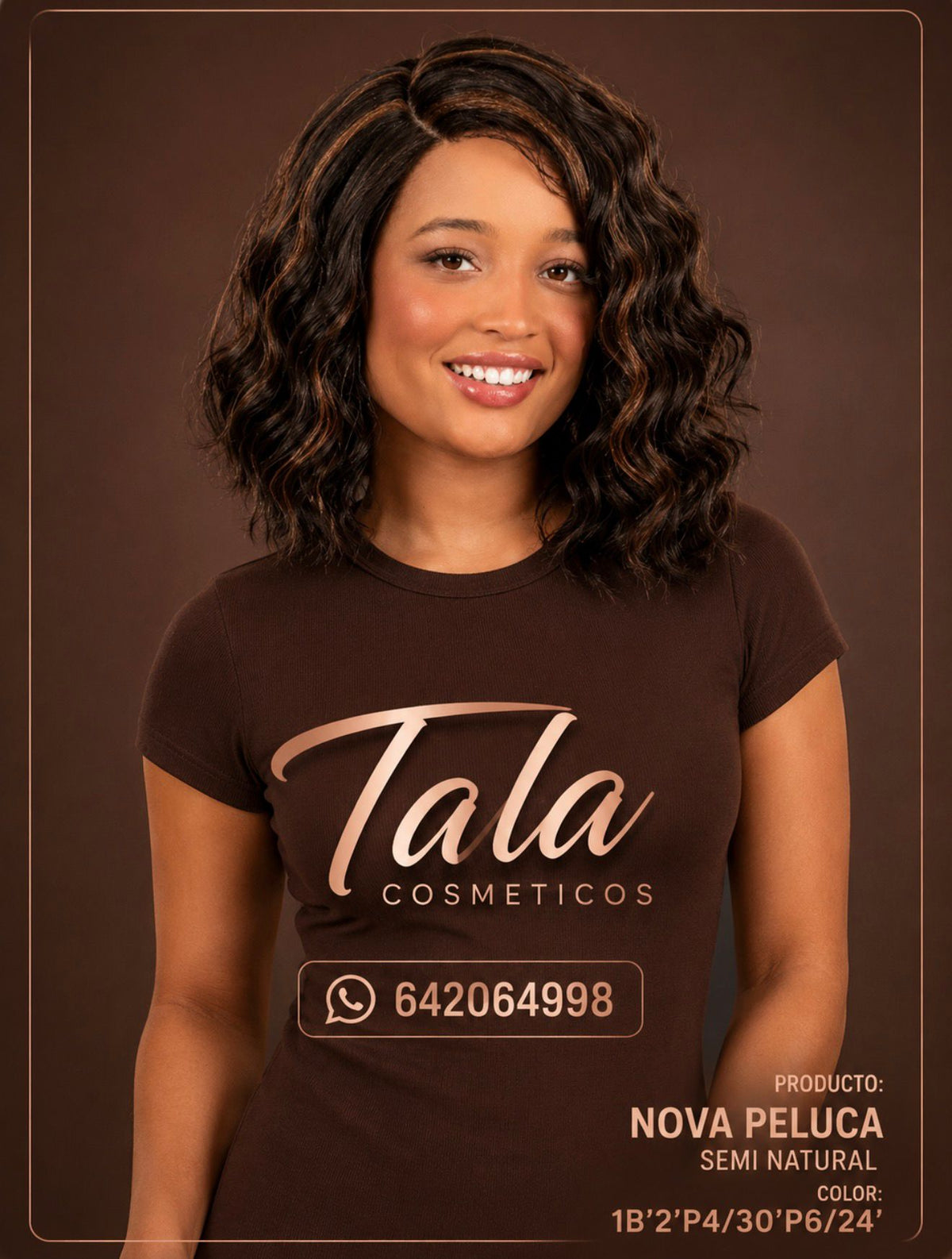 NOVA PELUCA SEMI NATURAL COLOR: 1B'2'P4/30'P6/24' - Tala Cosmeticos