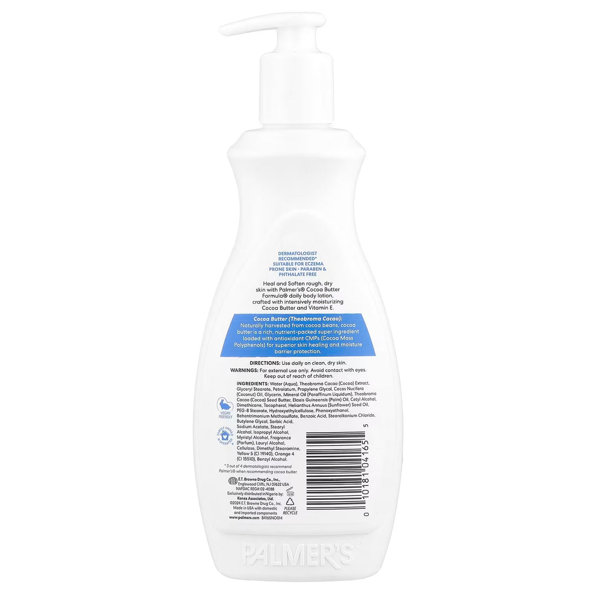 Palmer's Cocoa Butter Formula® con vitamina E, Terapia diaria para curar y suavizar la piel, 400 ml (13,5 oz. líq.)