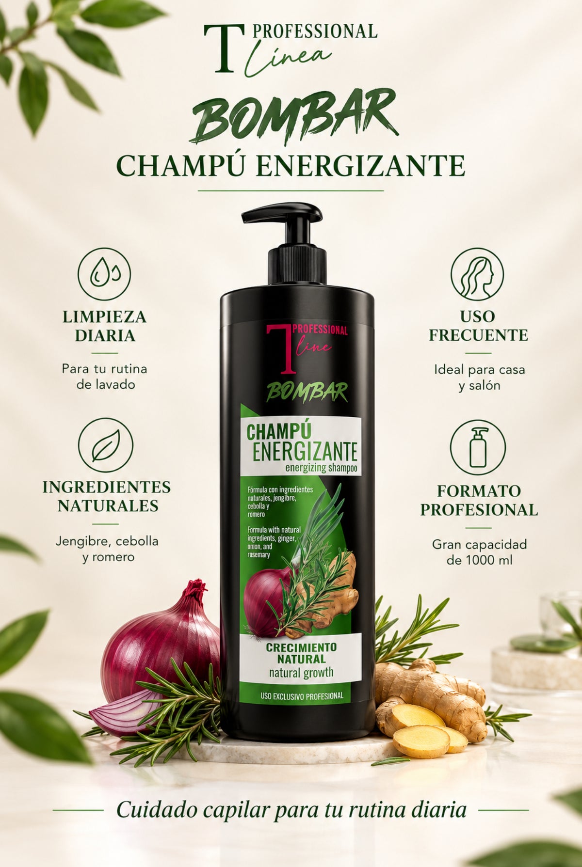 T PROFESSIONAL - BOMBAR CHAMPÚ ENERGIZAN 1000ml