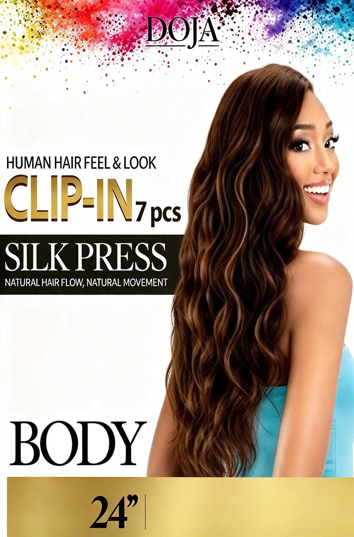 BODY 24" CLIP IN 7PCS Ondulado Semi-Natural | Color: 1B, 2, 4, 6, 8, P6/27 y P18/22