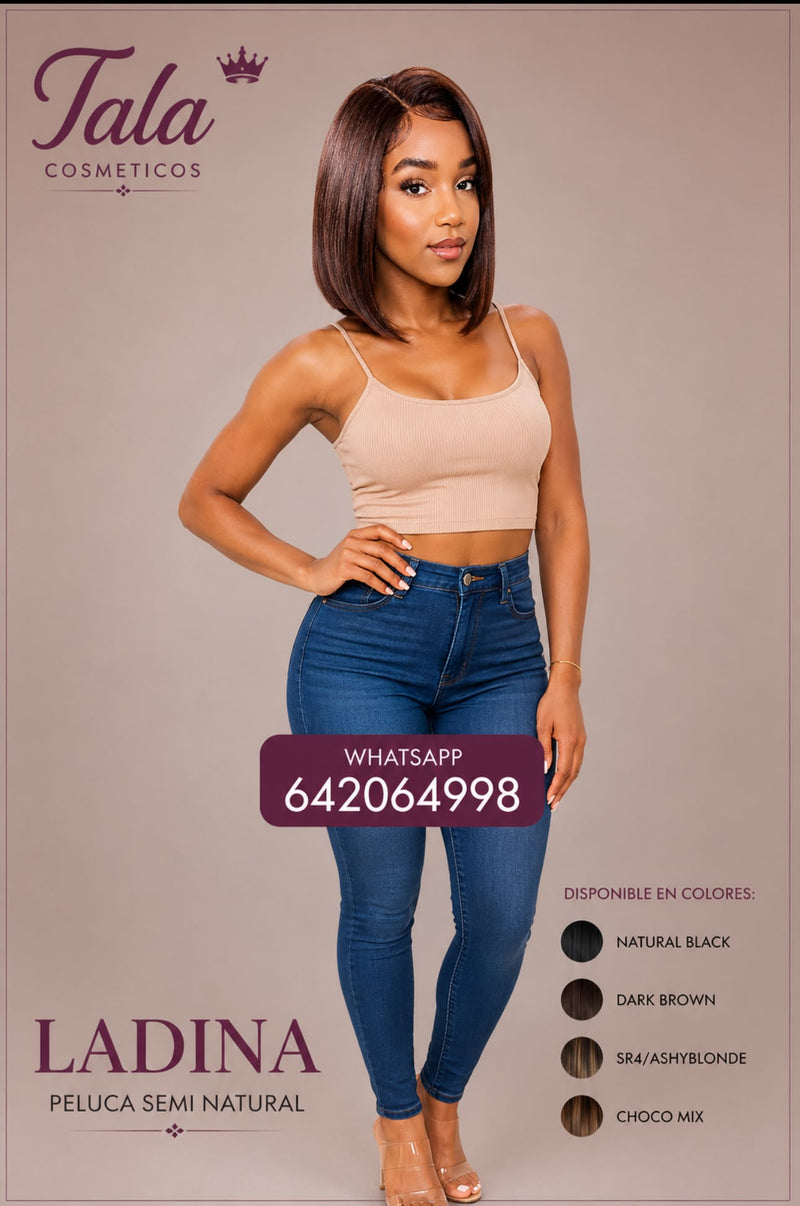 LADINA PELUCA SEMI NATURAL - COLOR: NATURAL BLACK, DARK BROWN, SR4/ASHYBLONDE, CHOCO MIX - Tala Cosmeticos