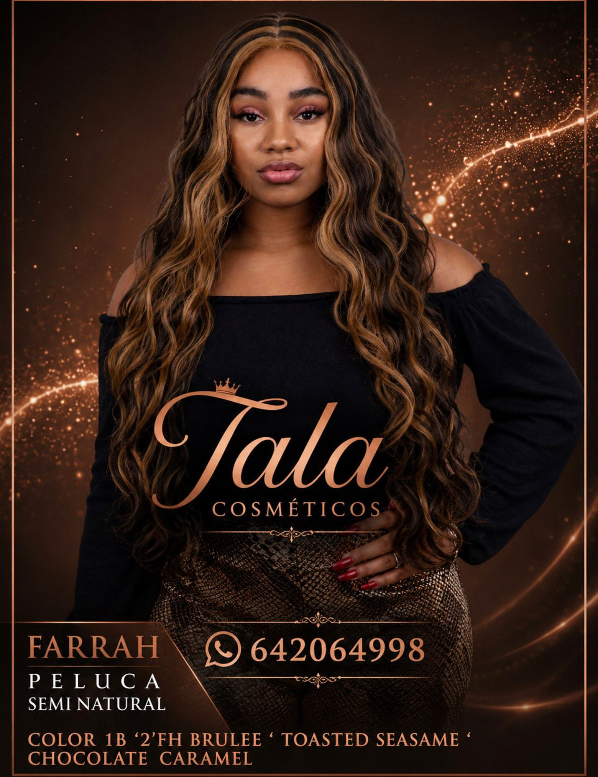 FARRAH PELUCA SEMI NATURAL COLOR: 1B, 2, FH BRULEE, TOASTED, SEASAME, CHOCOLATE CARAMEL - Tala Cosmeticos
