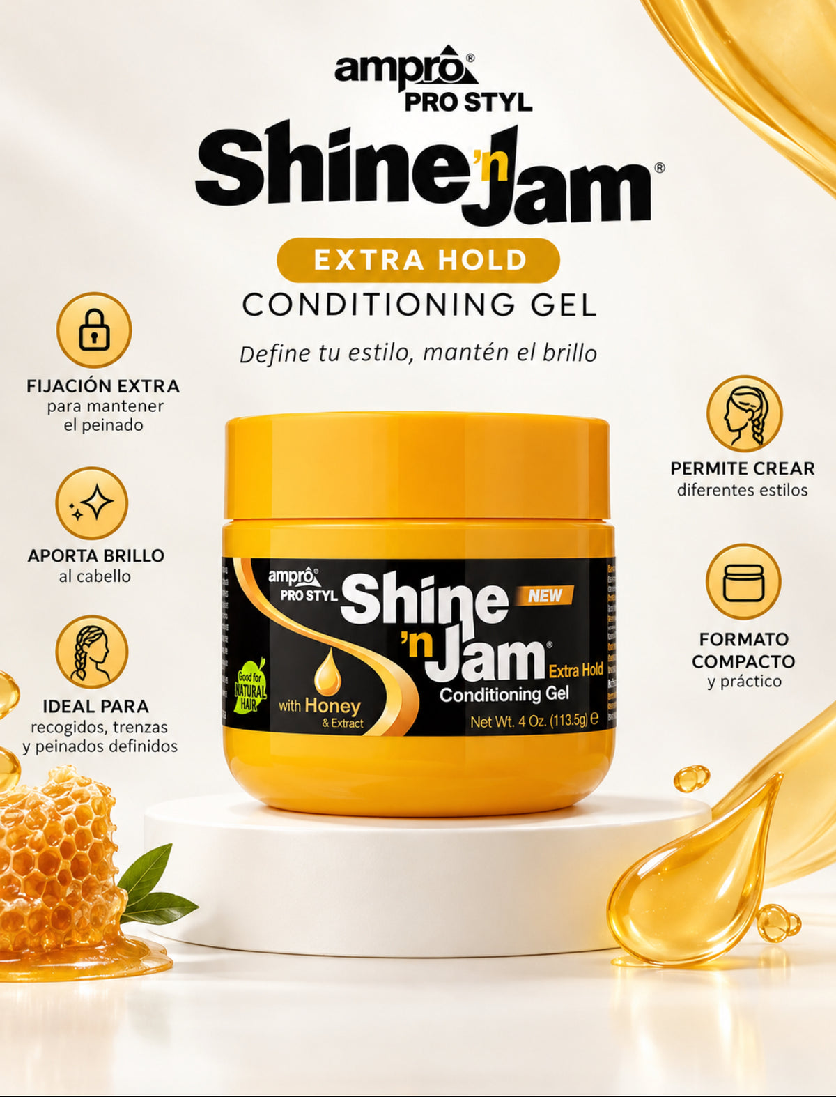 Ampro - Pro Styl Extra Hold Shine'n Jam Conditioning Gel 4Oz.