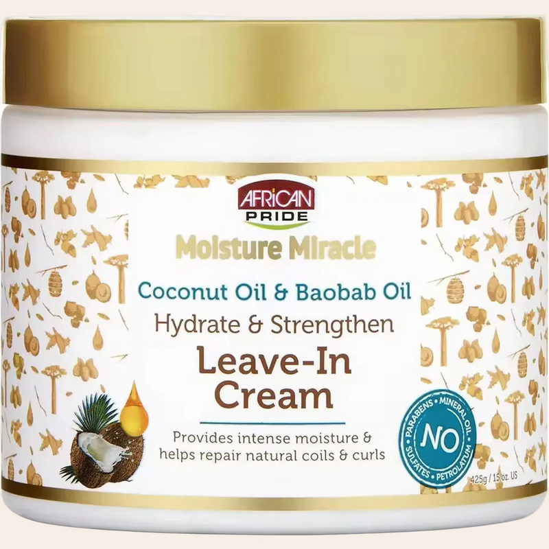 African Pride - Crema Sin Enjuague con Aceite de Coco y Baobab 15 Oz