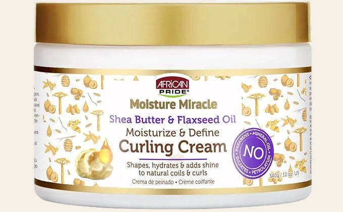 African Pride - Moisture Miracle Shea Butter & Flaxseed Oil Curl Cream, Hydrates & Defines 12 oz. - Tala Cosmeticos