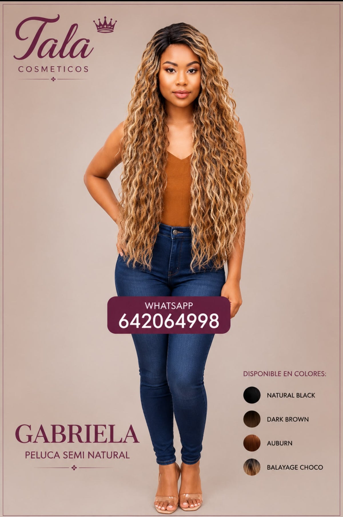 GABRIELA PARYUUK SEMI-NATUURLIJK KLEUR: NATUURLIJK ZWART, DONKERBRUIN, AUBURN, BALAYAGE CHOCO