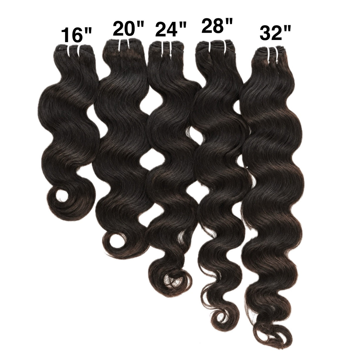 Pelo Cosido Ondulado Natural 100% Indio - Color Natural - Medidas: 16", 20", 24", 28", 32"