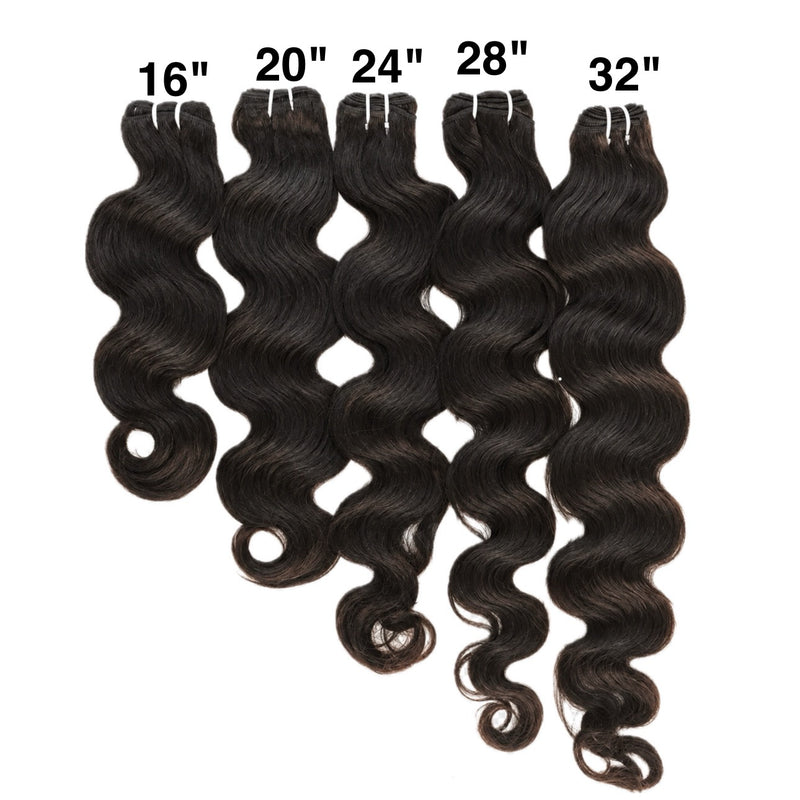 Pelo Cosido Ondulado Natural 100% Indio - Color Natural - Medidas: 16", 20", 24", 28", 32"