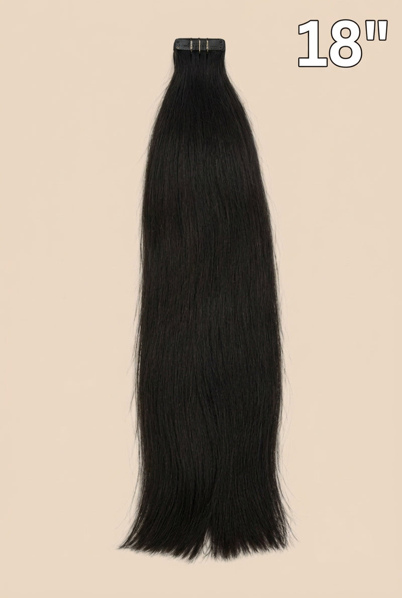 Extensiones adhesivas lisas de 18 pulgadas en color 1B negro natural – Tala Cosmeticos